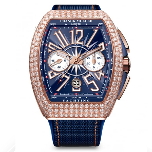 Franck Muller Vanguard Yachting Chrono Rose Gold & Diamonds, reference V 45 CC DT D YACHTING 5N BL